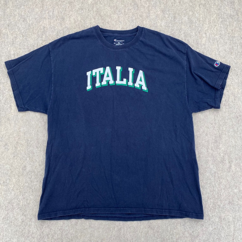 Champion Italia Shirt Mens XL Navy Blue Short Sleeve Cotton Tee